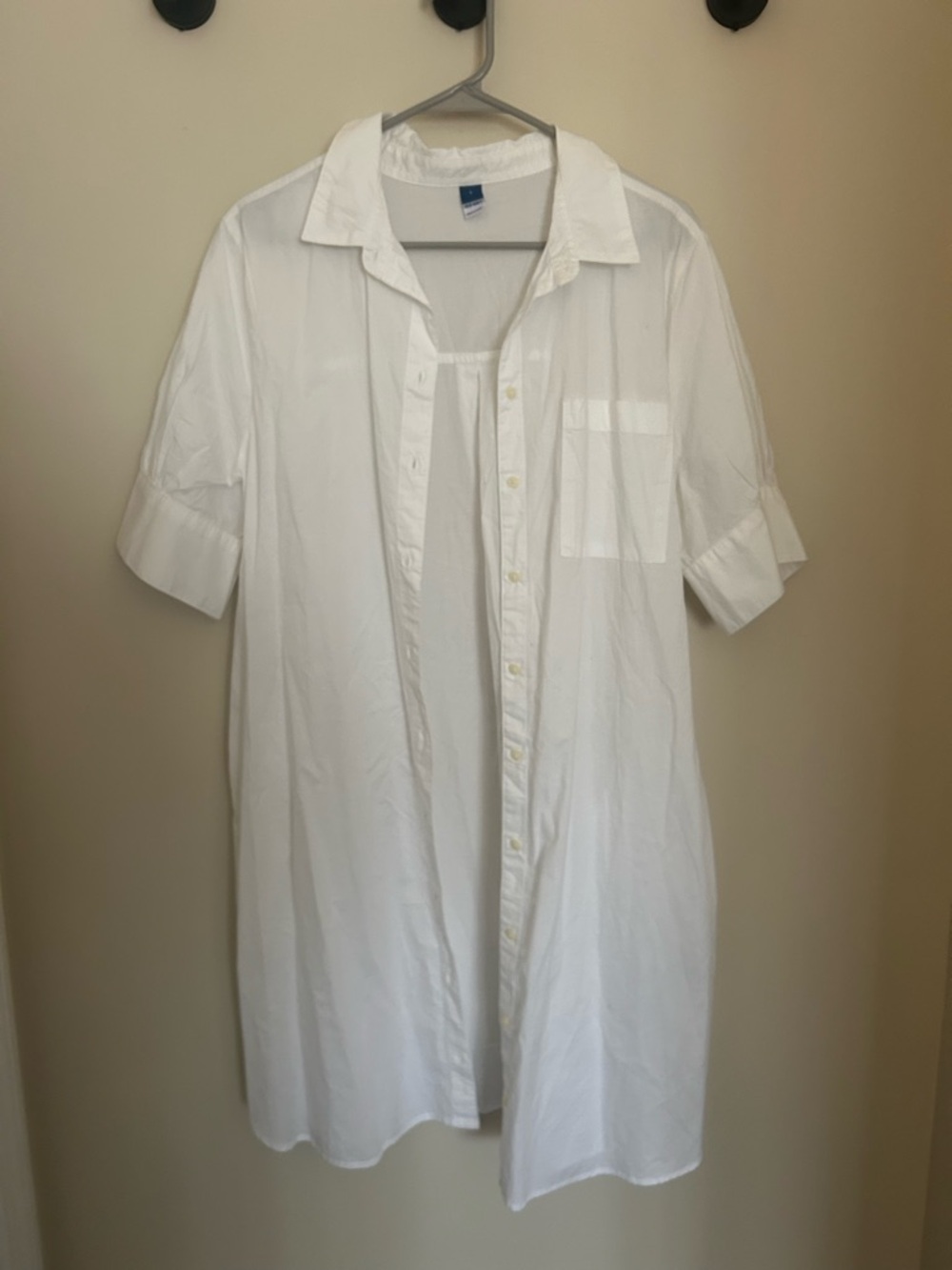 Old Navy White Short Sleeve Mini Shirt Dress